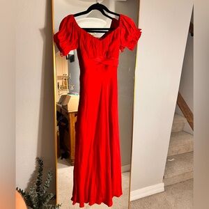 Hello Molly Red Puff-Sleeve Maxi Dress